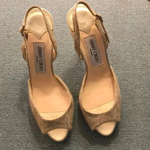 𝅺JIMMY Choo Gold platform Sling Back Heels 7
